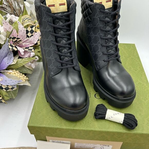 Women’s Gucci GG Supreme Leather boots size 40.5 made in Italy - Picture 2 of 10